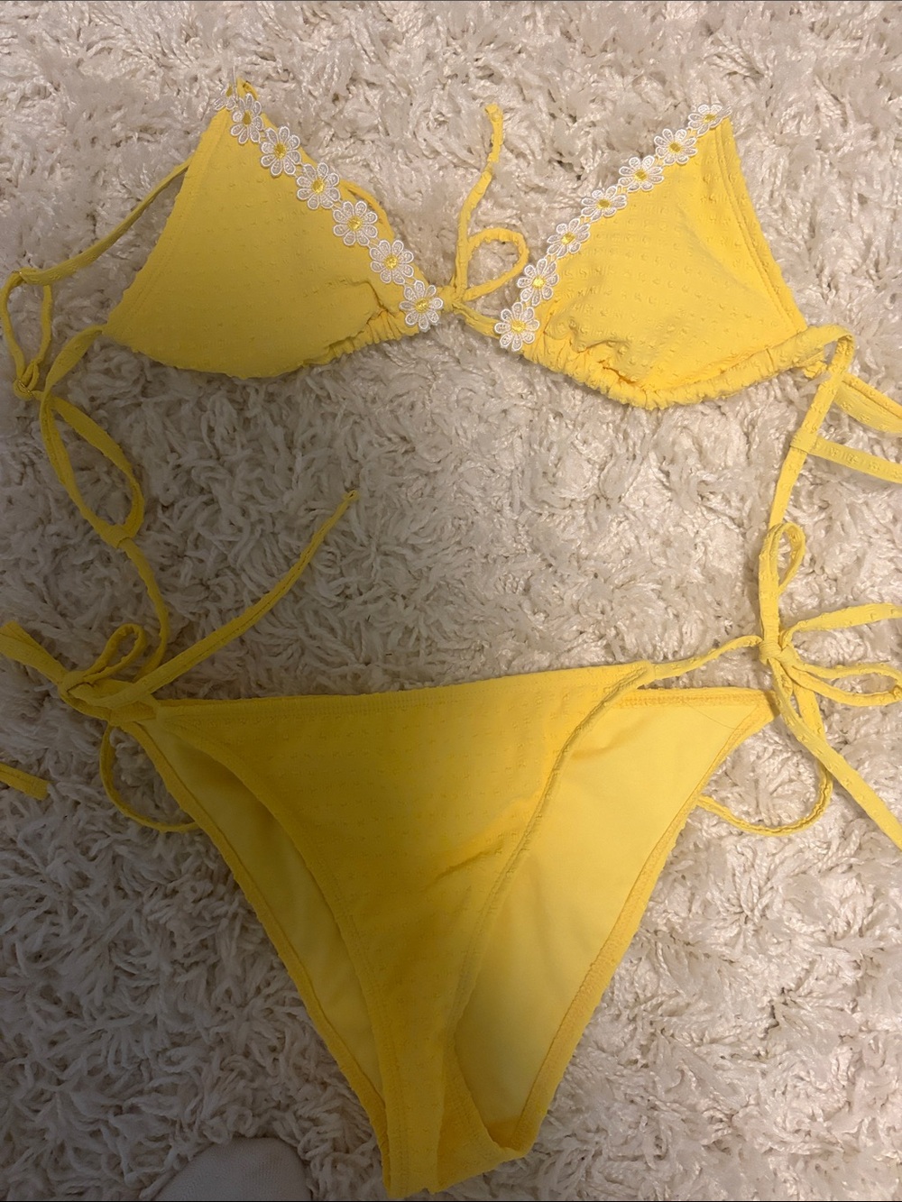 Target Yellow Tie-Side Bikini Set with White Floral Trim